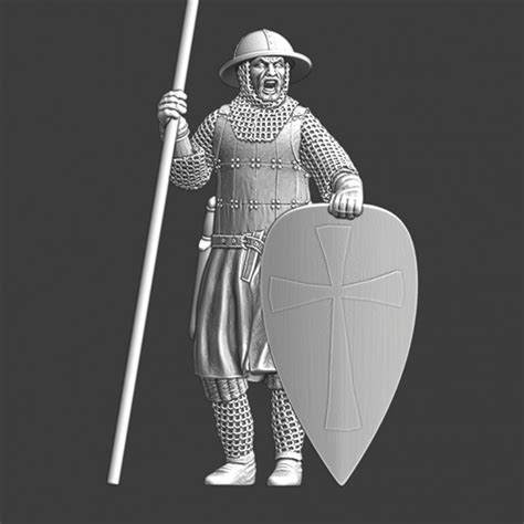 3d Printable Medieval Guard Yelling At The Persons Approaching By