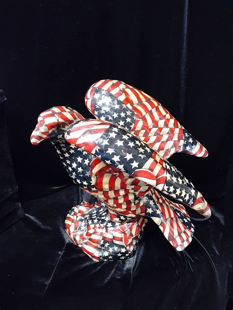 American Bald Eagle Ceramic Statue Wrapped In American Flags Etsy