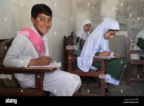 Students Inside And Outside Of A School In Swat Valley Kpk Pakistan