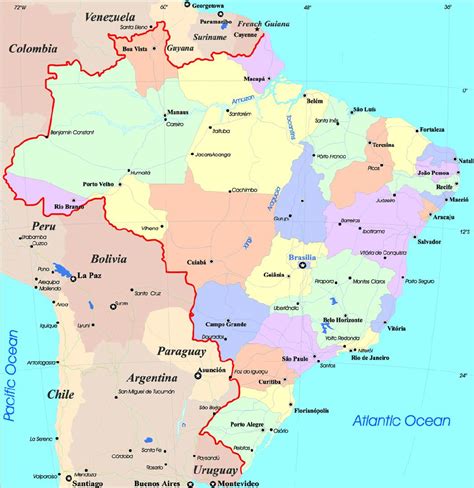 Mapa do Brasil con cidades - Mapa do Brasil cidades (América do Sur ...