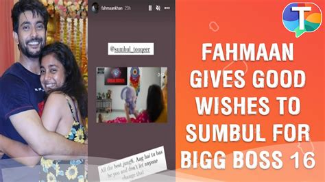 Fahmaan Khan Congratulates Imlie Co Star Sumbul Touqeer Khan For Bigg