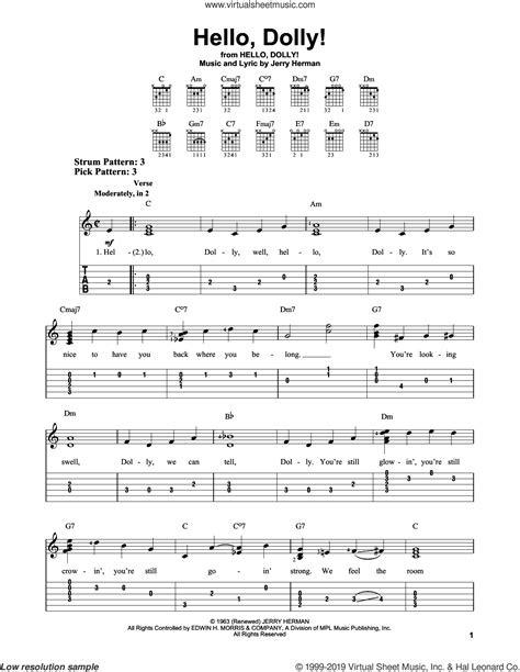 Hello Dolly Sheet Music For Guitar Solo Easy Tablature Pdf