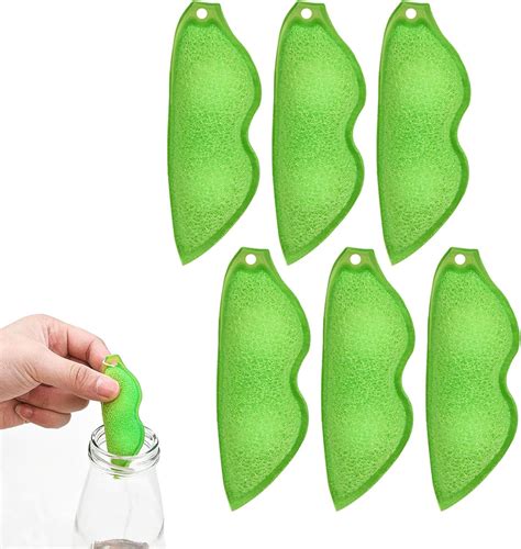 6pcs Green Beans Shaped Bottle Cleaning Sponge Magic Beans Cleaner