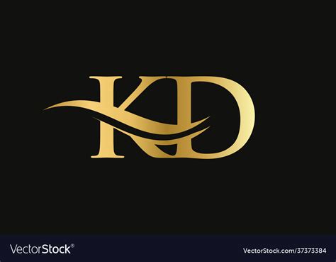 Gold kd letter logo design Royalty Free Vector Image