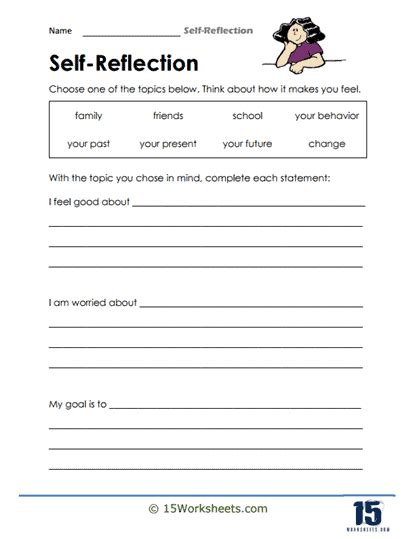 Self Reflection Worksheets - 15 Worksheets.com