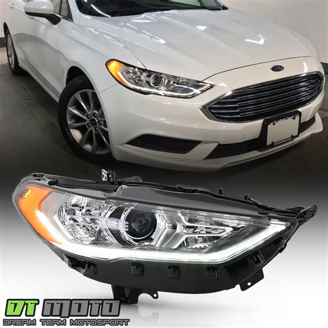 2017 2019 Ford Fusion Halogen W LED DRL Projector Headlight Headlamp