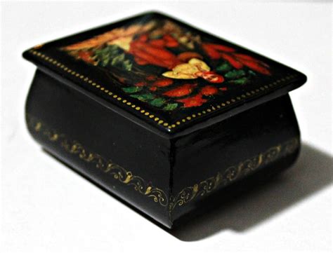 Vintage Russian Trinket Box Palekh Miniature Hand Painted By Etsy