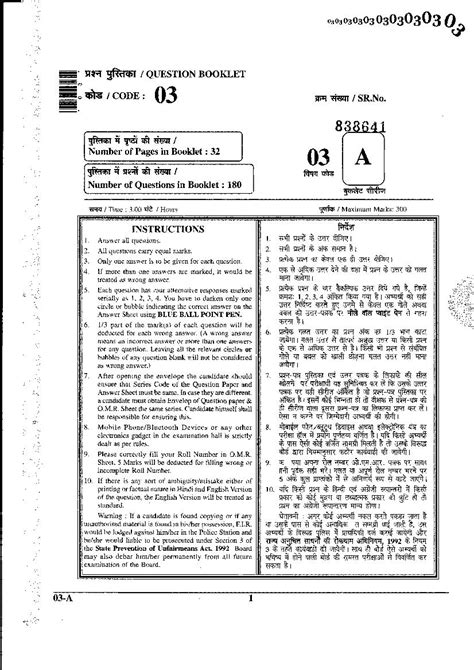 Rajasthan Patwari Question Paper Pre Exam