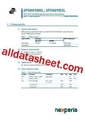 2PD601BSL Datasheet PDF Nexperia B V All Rights Reserved