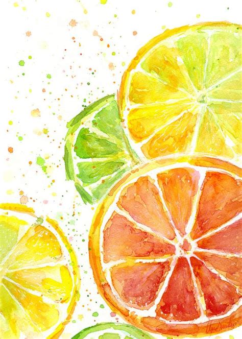 Fruit Watercolor Art Print By Olechka Quadri Ricchi Di Colore