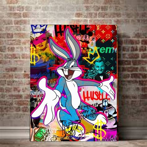 Graffiti Painter Bugs Bunny Pop Art Canvas Print Banksy Art Bugs