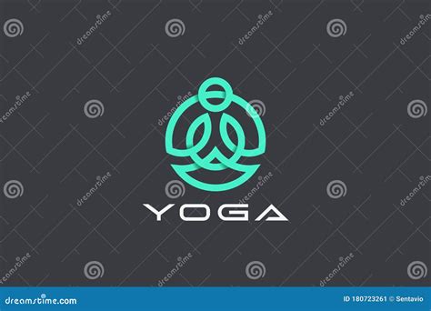 Logotipo De Yoga Hombre Abstracto Sentado Loto Pose Diseño Vectorial