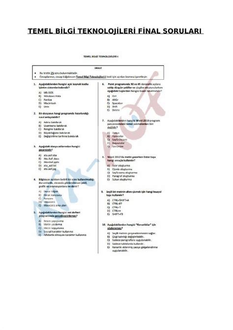 PDF Temel Bilgi Teknolojileri Final Sorulari 1 DOKUMEN TIPS