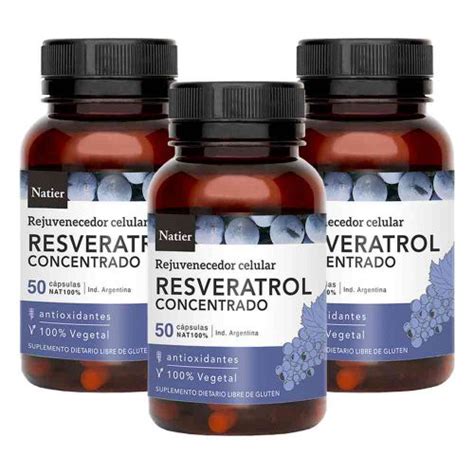 Pack 3 Natier Resveratrol X 50 Cápsulas Rejuvenecedor Natural