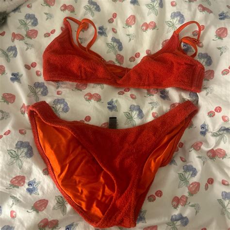 TRIANGL BIKINI SET Terrycloth Material Top Is Depop