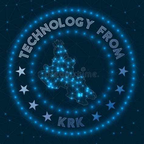 Technology From Krk Futuristic Geometric Badge Stock Vector