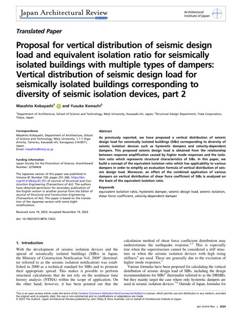 PDF Proposal For Vertical Distribution Of Seismic Design Load And