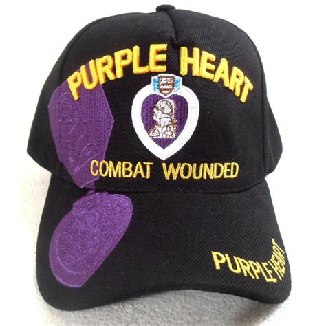 Cyberteez Purple Heart Hat Combat Wounded Military Veteran Black