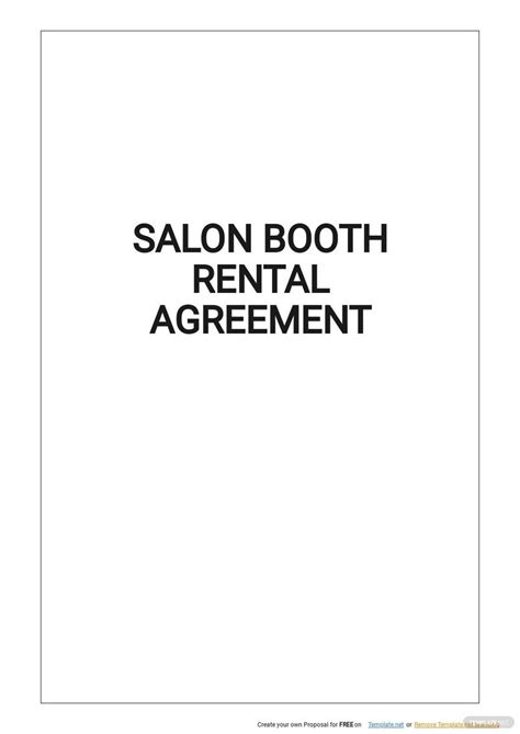 Salon Booth Rental Lease Agreement Template Google Docs Word Apple