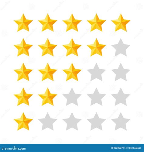 Set Of Ratings From One To Five Stars Stock Vector Illustration Of