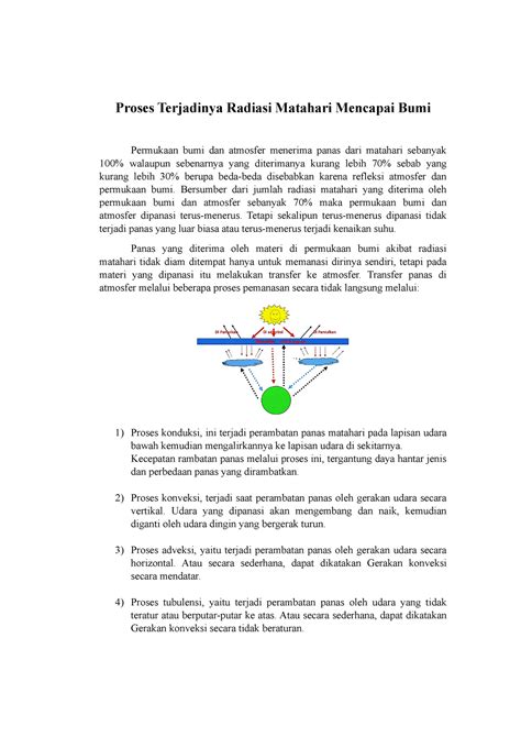 Rangkuman Proses Terjadinya Radiasi Matahari Mencapai Bumi Proses