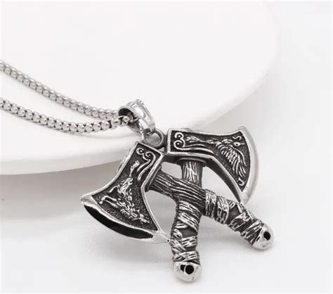 Collar Doble Hachas Vikingas Viking Axe Valent A Y Fuerza Acero