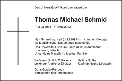 Traueranzeigen von Thomas Michael Schmid Südwest Presse Trauer