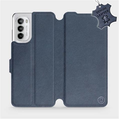 Etui ze skóry naturalnej do Motorola Moto G82 5G wzór Blue Leather