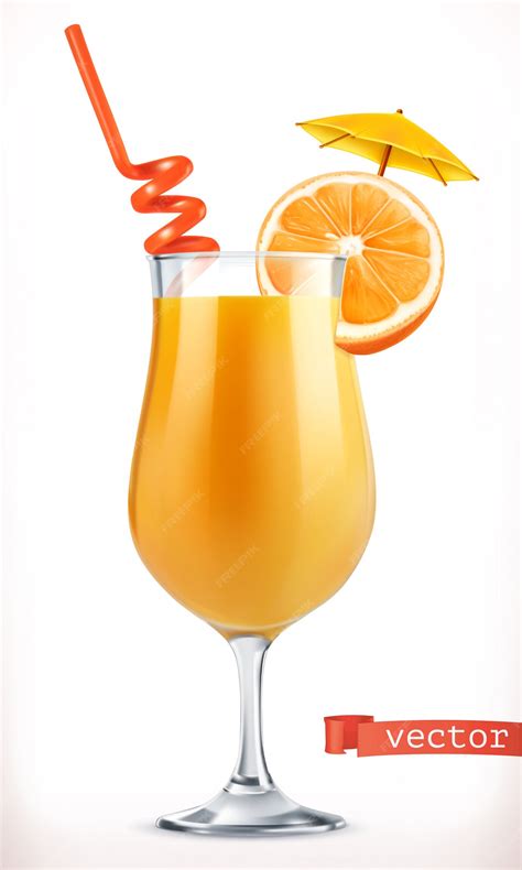 Premium Vector Cocktail Orange Fruit Juice 3d