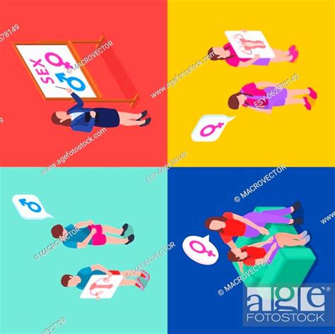 Sex Education Isometric 2x2 Concept Set Isolated Vector Illustration Stock Vector Vector And