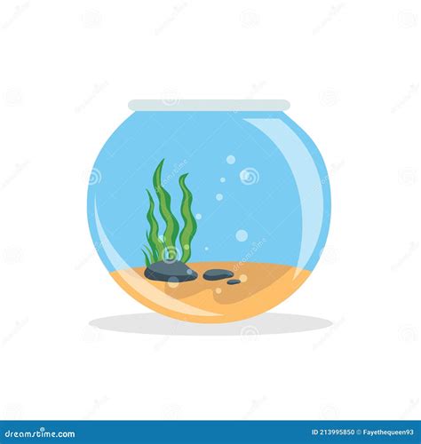 Empty Fishbowl With Water Isolated On White Background. Vector ...