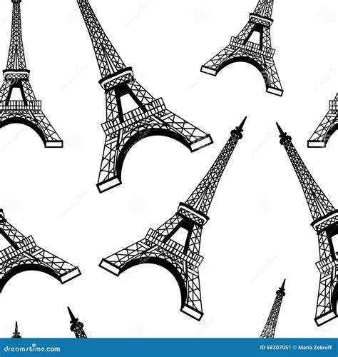 Seamless Eiffel Tower Background Pattern Stock Vector Image 58307051