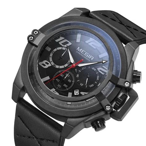 Reloj Megir Cuero Negro MEG 42 Mostperu