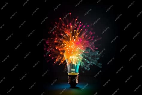 Premium Ai Image A Light Bulb With A Colorful Explosion Of Lightbulbs