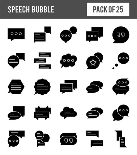 Premium Vector 25 Speech Bubble Glyph Icon Pack Vector Illustration