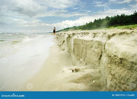 Fake Cliff On The Beach Stock Image Image Of Happiness 18027315