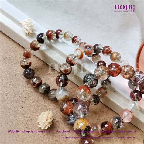 HOJB High Grade Natural Four Season Phantom Crystal 5A Beads Bracelet 8