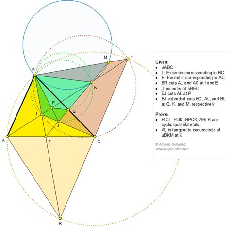 Geometry Problem 1217 Triangle Circle Excenter Incenter Angle