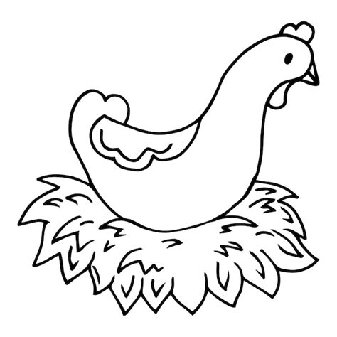 Premium Vector Laying Hen In Nest Sketch Vector Farm Chicken And