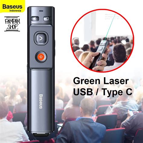 Jual BASEUS Orange Dot Wireless Green Laser Pointer Presenter Type C