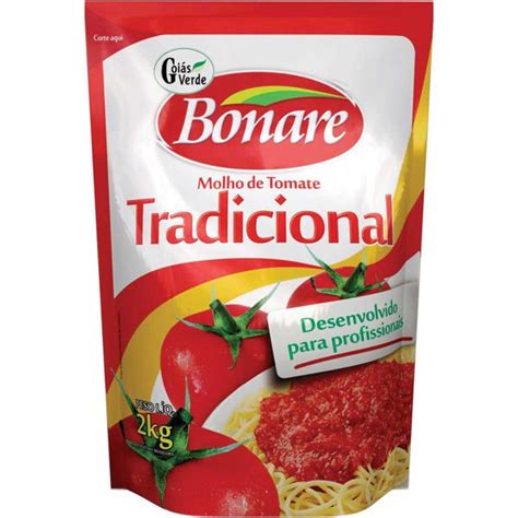 Molho de Tomate BONARE Tradicional Sachê 2kg Melhor Atacadista