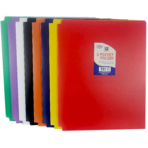 Wholesale Premium Plastic 2 Pocket Folder - Assorted Colors - 9.5" x 11 ...