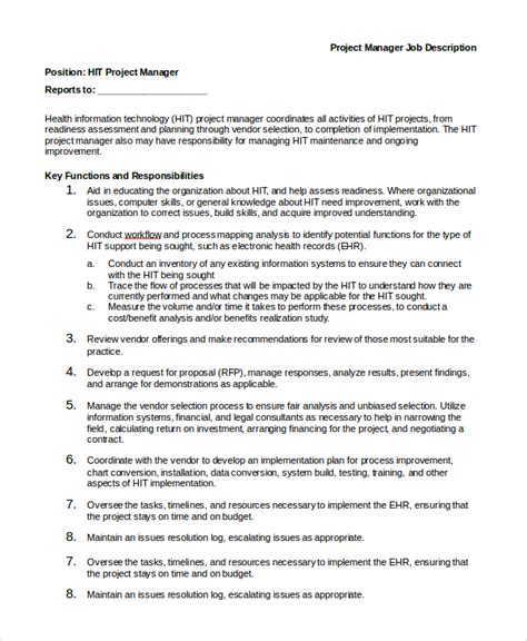 Senior Project Manager Job Description Template