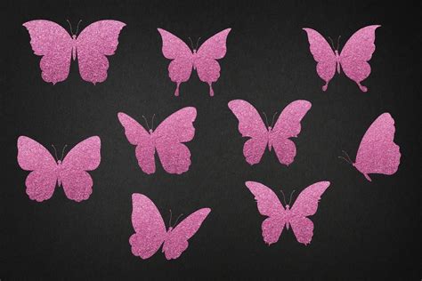 Pink Glitter Butterflies Collection By Old Continent Design Thehungryjpeg