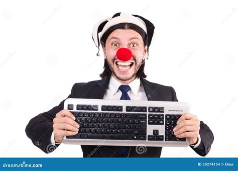 Funny Clown With Keyboard Stock Photo Image Of Boss 39274154