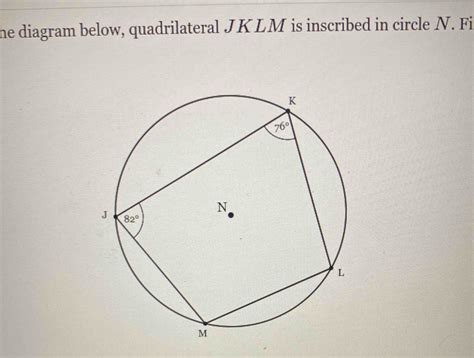 He Diagram Below Quadrilateral JKLM Is Inscribed In Circle N Fi Math