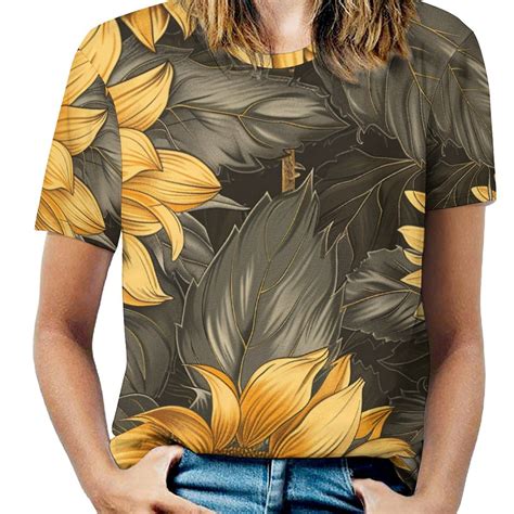 DNAGSBBSN Sunflowers 167 Full Print Graphic T Shirts Short Sleeve Crew