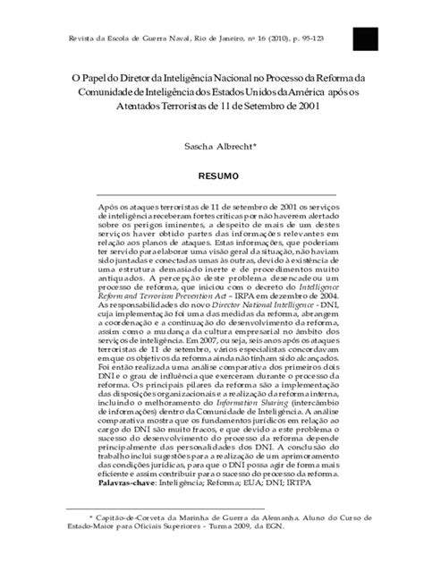 Preench Vel Dispon Vel O Papel Do Diretor Da Inteligncia Nacional No