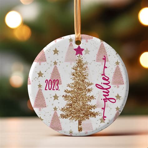 Personalized Pink Christmas Ornament, Personalized Pink Christmas Tree ...