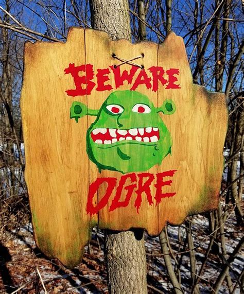 Hand Crafted Beware Ogre Wood Sign Shrek Decor Beware Ogre Wood Sign